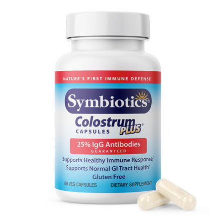 Symbiotics Colostrum Vegetable Capsules, 60 Count – Immune & Gut Support with Lactoferrin and Naturally Occurring IgG – Gluten Free, RBST-Free - 60