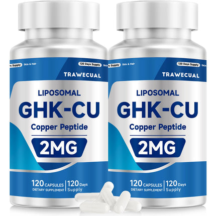 Trawecual GHK-Cu Peptide – High-Purity GHK-Cu with Liposomal Delivery for Hair & Skin Support – 120 Caps.2 Pack