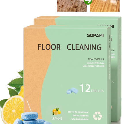 SOPAMI multi-effect floor cleaning tablets 24 Counts Lemon Scent