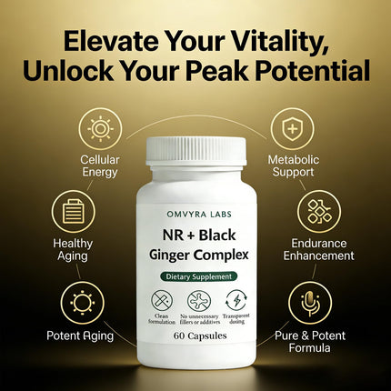 Omvyra Labs NR + Black Ginger Complex, 60 Capsules