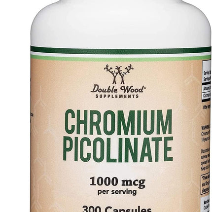 Chromium Picolinate 1000mcg for Healthy Weight Management (High Absorption and Bioavailability) (300 Vegan Safe Capsules, Non-GMO, Gluten Free) by Double Wood Supplements