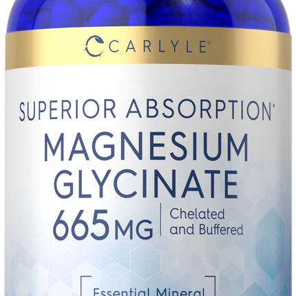 Carlyle Magnesium Glycinate | 665 mg | 250 Capsules | Non-GMO and Gluten Free Formula | Essential Buffered Mineral Supplement