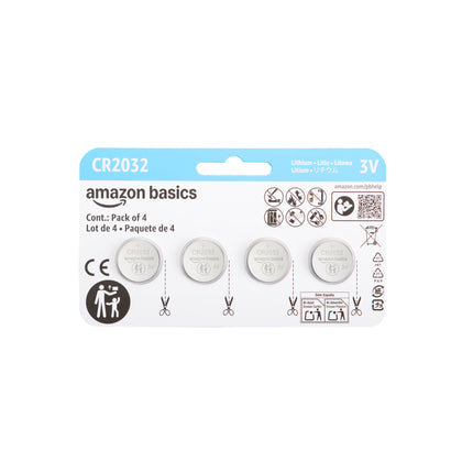 Amazon Basics CR2032 Lithium Batteries, 6-Pack, Child-Proof Package, Non-Coated - AirTag Compatible