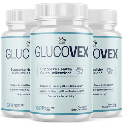 (3 Pack) Glucovex Capsules, Official Glucovex Pills with All Natural Ingredients, Advanced Glucovox Overall Health and Wellness Vitamin Supplement with Max Strength Multivitamin Support (180 Capsules)