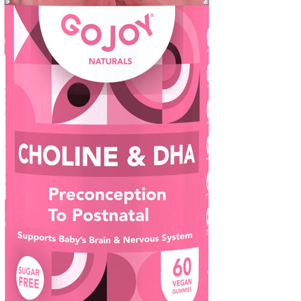 GOJOY NATURALS Prenatal Gummies with Choline & DHA - Preconception, Pregnancy & Postnatal Vitamins for Women - Choline 250mg + DHA 150mg - Vegan, Sugar-Free, Non-GMO
