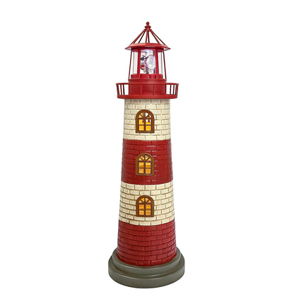Large Garden Statues 23" Coastal Garden Decor for Outside - Lighthouse Solar Lights Outdoor Waterproof Patio Lawn Yard Decorations, Unique Housewarming Gift Garden Gifts for Family Friends (Red)