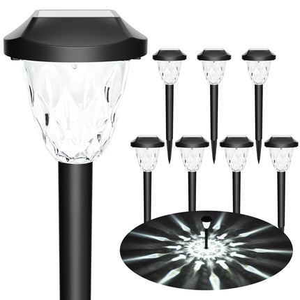 GIGALUMI Solar Pathway Lights, 8 Pack Outdoor Waterproof