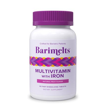 BariMelts Bariatric Multivitamin with Iron, 60 Fast-Dissolving Tablets (1-Month Supply), Sugar-Free Bariatric Vitamins for Women, Natural Fruit Flavor