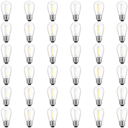 Meconard 36 Pack S14 LED Bulbs for Outdoor String Lights, Shatterproof Replacement Edison Bulbs for Patio String Lights Outdoor Waterproof, Warm White 2200K, Non-Dimmable, E26 Standard Base