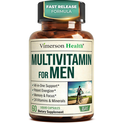 Multivitamin for Men with Vitamins and Minerals for Energy, Focus and Immune Health – Premium Daily Mens Multivitamins & Multiminerals – 60 Liquid Capsules