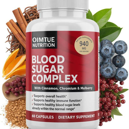 OIMTUE Blood Sugar Complex Supplement – Levels with Cinnamon, Chromium & Bitter Melon ，20 Active Ingredients，Non-GMO, 60 Capsules (1pcs)