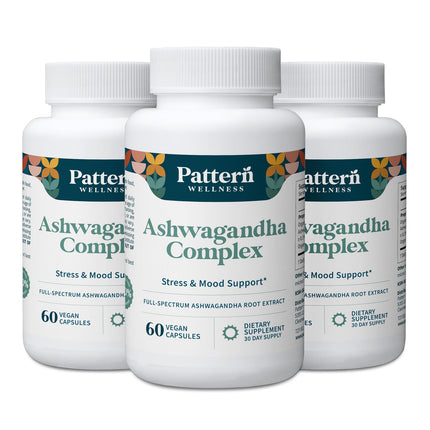 Pattern Wellness Ashwagandha Complex for Men & Women – Organic KSM-66® & Black Pepper Extract – Supports Stress Response & Energy Balance – Non-GMO – 180 Vegan Capsules
