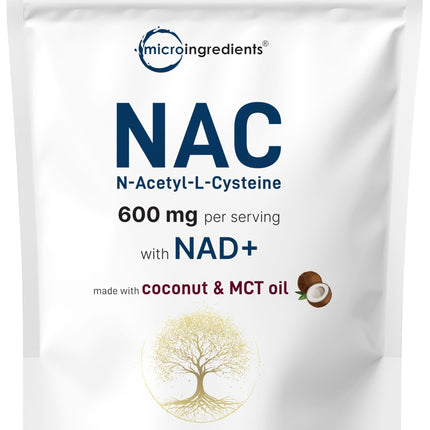 Micro Ingredients NAC Supplement 600mg with NAD+ & Coconut Oil, 300 Softgels | 2-in-1 N Acetyl L Cysteine Plus Nicotinamide Forms | NAD Supplements for Women & Men | Non-GMO, Gluten Free