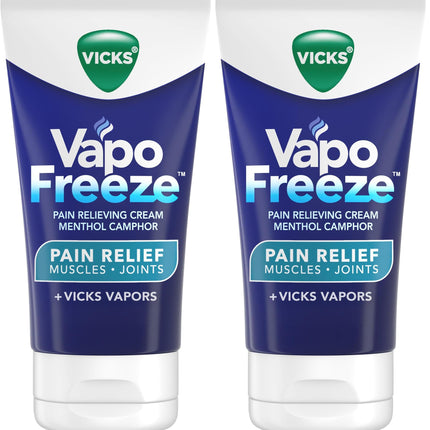 Vicks VapoFreeze Menthol Pain Relieving Cream 3oz, for Muscles & Joint Pain Associated with Arthritis, Simple Backaches, Strains, Sprains, Bruises, Vapors, Penetrating Formula (Pack of 2)