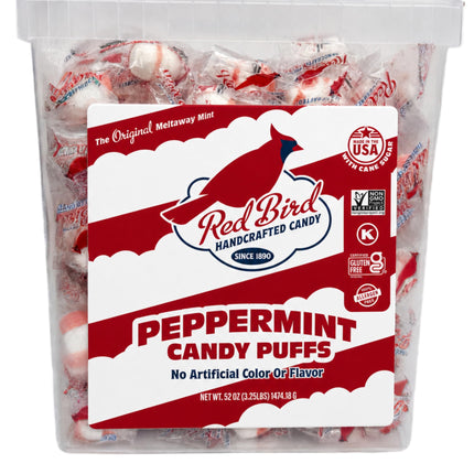 Red Bird Soft Peppermint Puffs, Soft Mints Individually Wrapped, 52 oz Tub