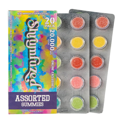 Shrumfuzed - Proprietary Nootropic Gummy - Lion's Mane, Reishi, Chaga, and Cordycep Nootropic Mushroom Blend (20 Servings, Assorted)