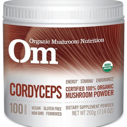 Om Organic Mushroom Superfood Powder, Cordyceps, 100 Servings, Energy and Endurance Support Supplement, 7.05 Ounce (Pack of 1)