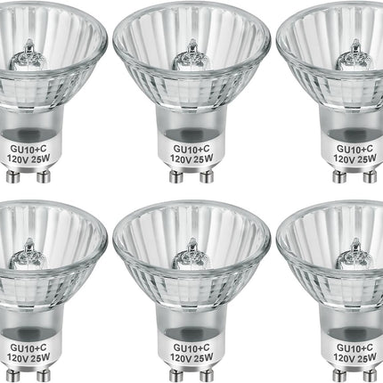 SerBion GU10 25 Watt Halogen Light Bulbs for Lava Lamp and Wax Warmer, 120V Dimmable, 6-Pack
