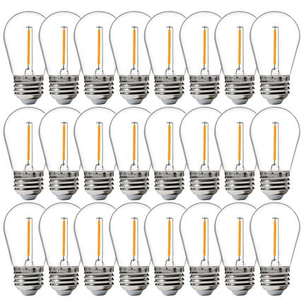 FLSNT 24 Pack LED S14 Replacement Light Bulbs, Shatterproof Waterproof 1W Outdoor String Light Bulbs, E26 Regular Base, 2200K Warm White, CRI80, Non-Dimmable