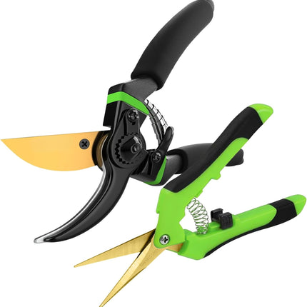 8.5" Professional Bypass Pruning Shears & Gardening Scissors Set - Super Sharp Premium Garden Shears | Pruning Shears For Gardening, Garden Hedge Clippers Handheld Pruners - Garden Scissors