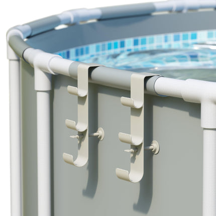 POOLHOUR Pool Hooks for Poles - Adjustable 3-Hook Pool Pole Hanger for Above Ground Pool Accessories,Skimmer & Cleaning Tool Bracket for Above Ground Pool Maintenance[Patented]