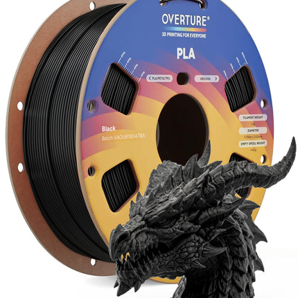 OVERTURE High Speed PLA Filament 1.75mm 3D Printer Filament,1kg Black