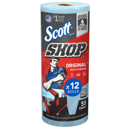 Scott Shop Towels Original, 55 Towels/Roll, 12 Rolls/Case