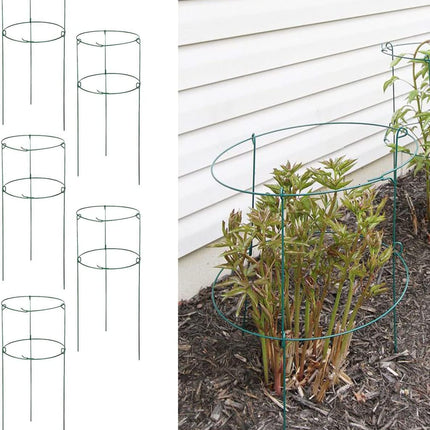MTB Supply 5 Pack 36" x 18" Peony Double Ring Plant Support,Plant Support Stakes for Tomatoes Peony Lily Rose Plant Support Rings Peony Cages for Outdoor Plants Flowers Vegetables