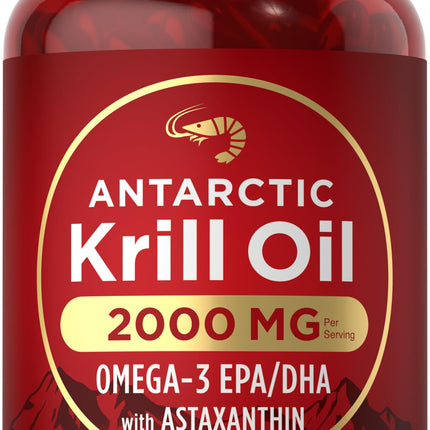 Carlyle Antarctic Krill Oil 2000 mg 120 Softgels | Omega-3 EPA, DHA, with Astaxanthin Supplement Sourced from Red Krill | Maximum Strength | Laboratory Tested