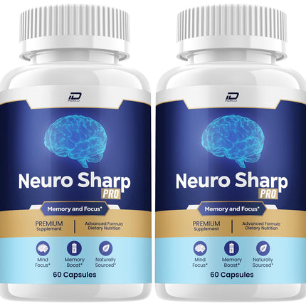 Neuro Sharp Supplement Capsules – Neuro Sharp Natural Blend Formula Focus Memory Support and Reviews (2 Pack – 120 Capsules)
