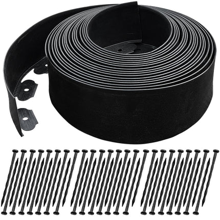 50 FT Landscape Edging No Dig [Extra Tall 4 Inch High] with 45 Spikes, Heavy-Duty Plastic Garden Edging Border