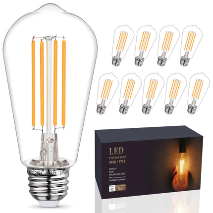 EMYMLITE 10 - Pack Shatter Resistant LED Edison Light Bulbs 60W Equivalent