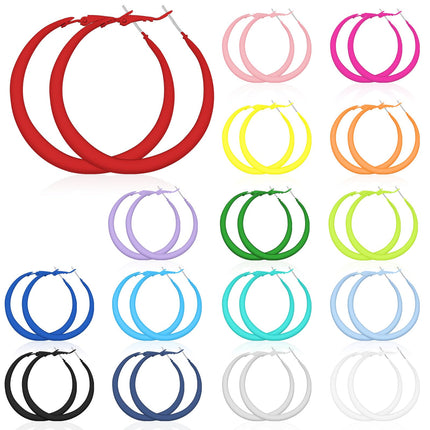 Sasylvia 16 Pairs Colored Hoop Earrings for Women,Classic Style