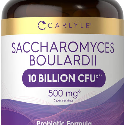 Carlyle Saccharomyces Boulardii Probiotics & Prebiotics | 10 Billion CFUs | 200 Capsules | Value Size | Non-GMO, Gluten Free Supplement