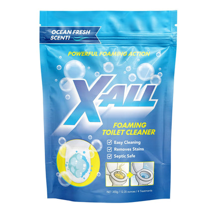 X-ALL Foaming Toilet Cleaner, Self-Activating Powder for Deep Cleaning, Fights Stains, Limescale and Mineral-Buildup