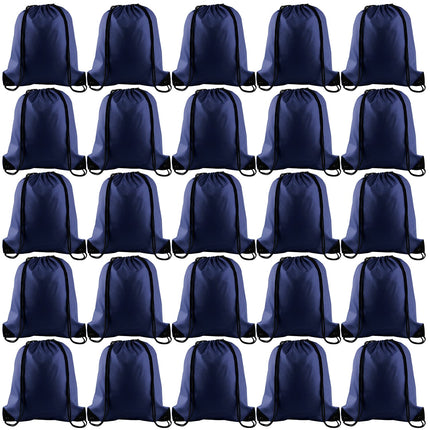 KUUQA Drawstring Backpack, 25Pcs Navy Blue, Lightweight Gym Bag for Sports, Travel, Yoga
