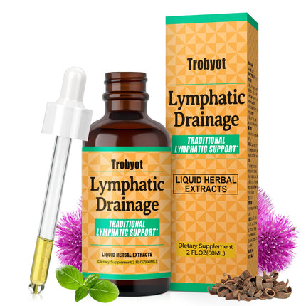 Trobyot Lymphatic Drainage Drops - Features Cleavers (Lymphatic), Prickly Ash Bark (Circulation), Red Clover Flower (Balance) - Immune Support Formula,2fl oz