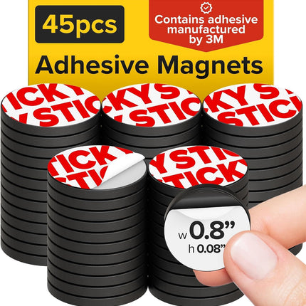 Sticky Flexible Adhesive Magnets for Crafts, 0.8"x0.08" (20x2mm), 45 pcs