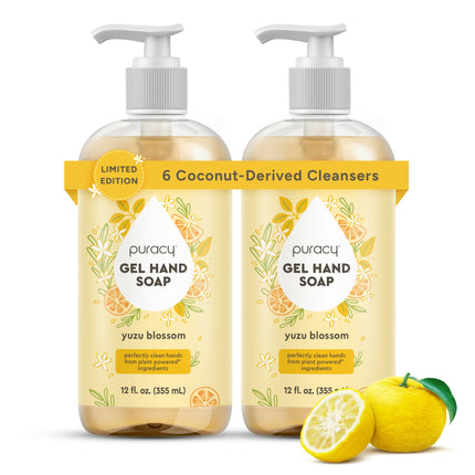 Puracy Organic Hand Soap, For the Professional Hand Washers We've All Become, Moisturizing Natural Gel Hand Wash Soap, Liquid Hand Soap Refills for Soft Skin (12 fl.oz, Yuzu Blossom) 2-Pack