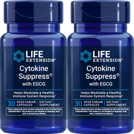 Life Extension Cytokine Suppress with EGCG, 30 Vegetarian Capsules (Pack of 2)