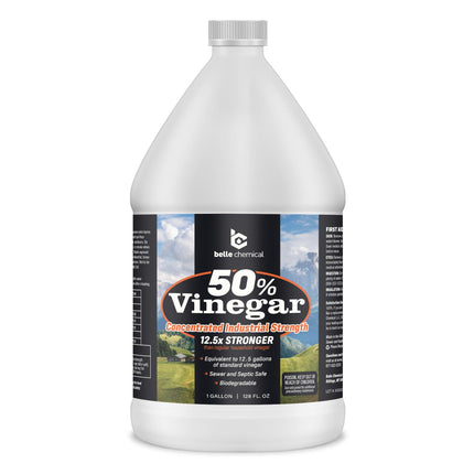 Belle Chemical 50% Pure Concentrated Vinegar - 125x Stronger - Indoor and Outdoor Cleaner (128 Fl Oz)