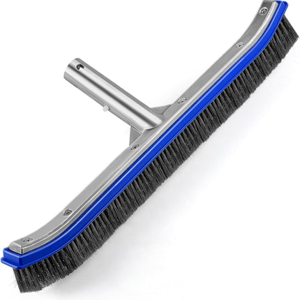Pool Brush Head | 18" Heavy Duty Floor Brush | Stainless Steel Brush | Metal Pool Scrubber Brush | Wire Bristles & Aluminium Back for Sweep Calcium Buildup, Rust Stains on Concrete