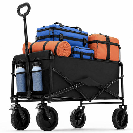 DUMOS Collapsible Wagon Cart, 330lbs Capacity, Black