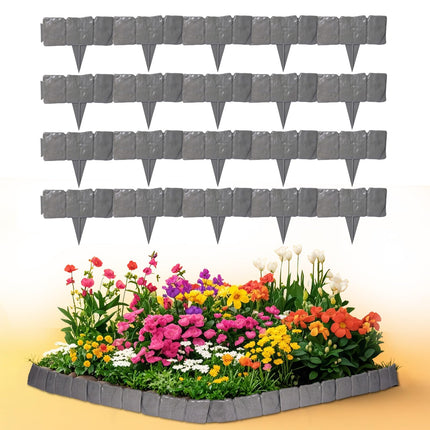 YIGMAW 2026 New Edging for Landscaping - Garden Edging Border-4 in Tall-Plastic Stone Effect for DIY Landscape,Lawn&Flower Bed (Gray, 40 Pcs)