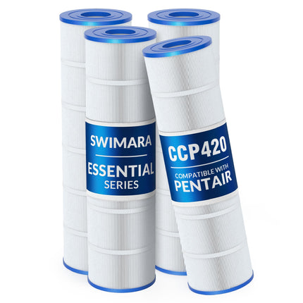 Swimara Pool Filter Cartridge, Essential Series, Replacement for PCC105 R173576 178584 817-0106, Compatible with Pentair Clean & Clear Plus 420 Waterway 425, Cylindrical Fabric, 420 Sq. Ft. 4-PK