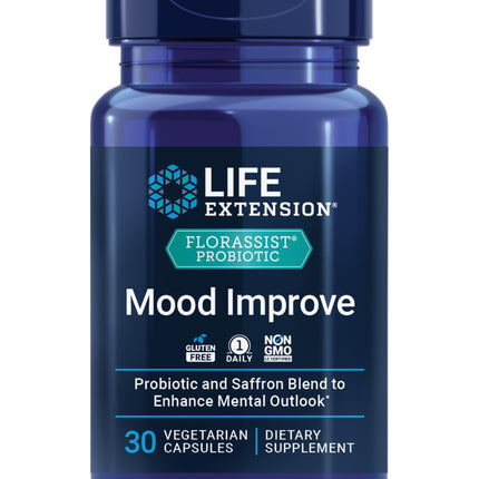 Life Extension FLORASSIST® Probiotic Mood Improve, probiotic and Saffron Blend enhances Mood and Mental Outlook, Non-GMO, Gluten-Free, 1 Daily, Vegetarian, 30 Capsules