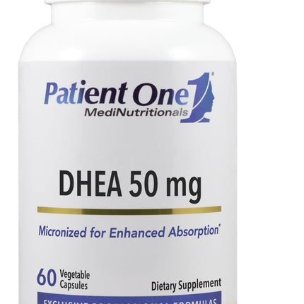 Patient One DHEA 50 mg | Supplement to Support Positive Mood, Energy Levels, and Endocrine Health* | Micronized for Enhanced Absorption | 60 Capsules