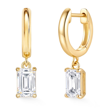 ASHINE Huggie Hoop Earrings, 14K Gold Plated CZ Drops