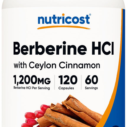 Nutricost Berberine HCl with Ceylon Cinnamon Capsules (120 Capsules, 60 Servings) - Non-GMO, Animal-Free Product