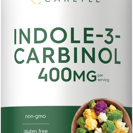Carlyle Indole-3-Carbinol 400 mg Supplement | 120 Capsules | I3C with Broccoli Resveratrol Blend | Vegetarian, Non-GMO & Gluten Free